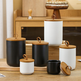 Ceramic sealed jar Nordic grains storage jar household tea jar kitchen storage jar large capacity coffee jar sugar jar