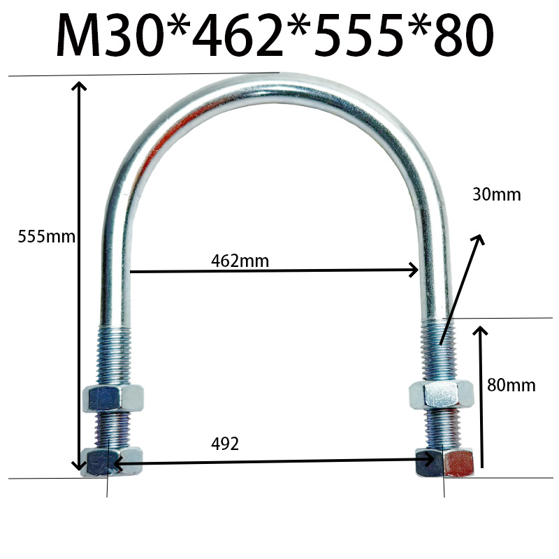 CB / T 3780 / 1997 - Pa / Pb galvanizado en forma de U tuerca gruesa perno alargado abrazadera de tubería