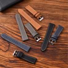 手掌纹真皮表带适配A玛士手工仿古牛皮表带现货18、19、20、21mm