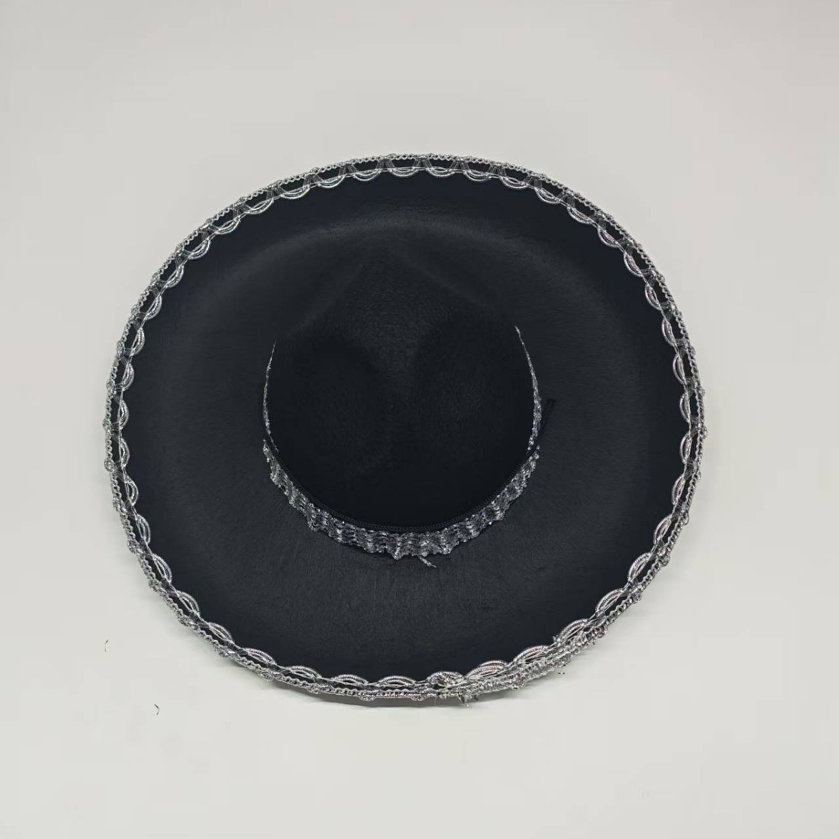 Sombrero de fiesta de Año Nuevo pequeño sombrero nacional mexicano bordado plateado decoración de Navidad sombrero de baile de maquillaje