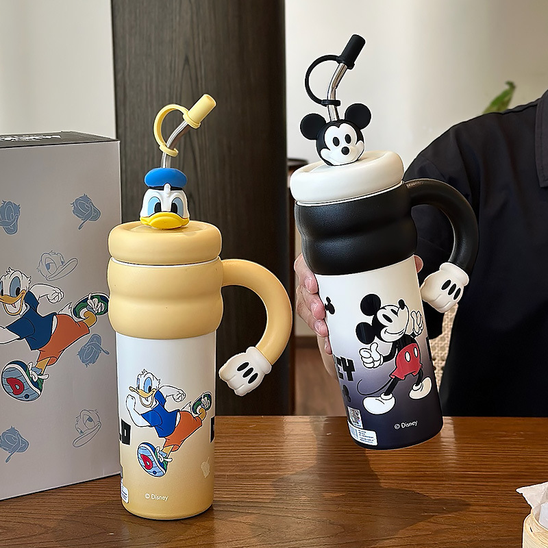Taza de aislamiento de Mickey de alto valor facial, taza de paja para bebidas de oficina, taza de hielo, taza de estudiantes de gran capacidad