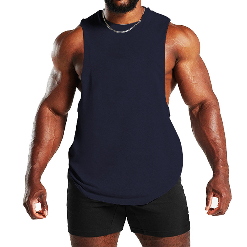 2024 Sommer Neues Fitness-Tanktop für Herren, einfarbig, sportlich, lässig, lockere Schulter-T-Shirt_voghion.com
