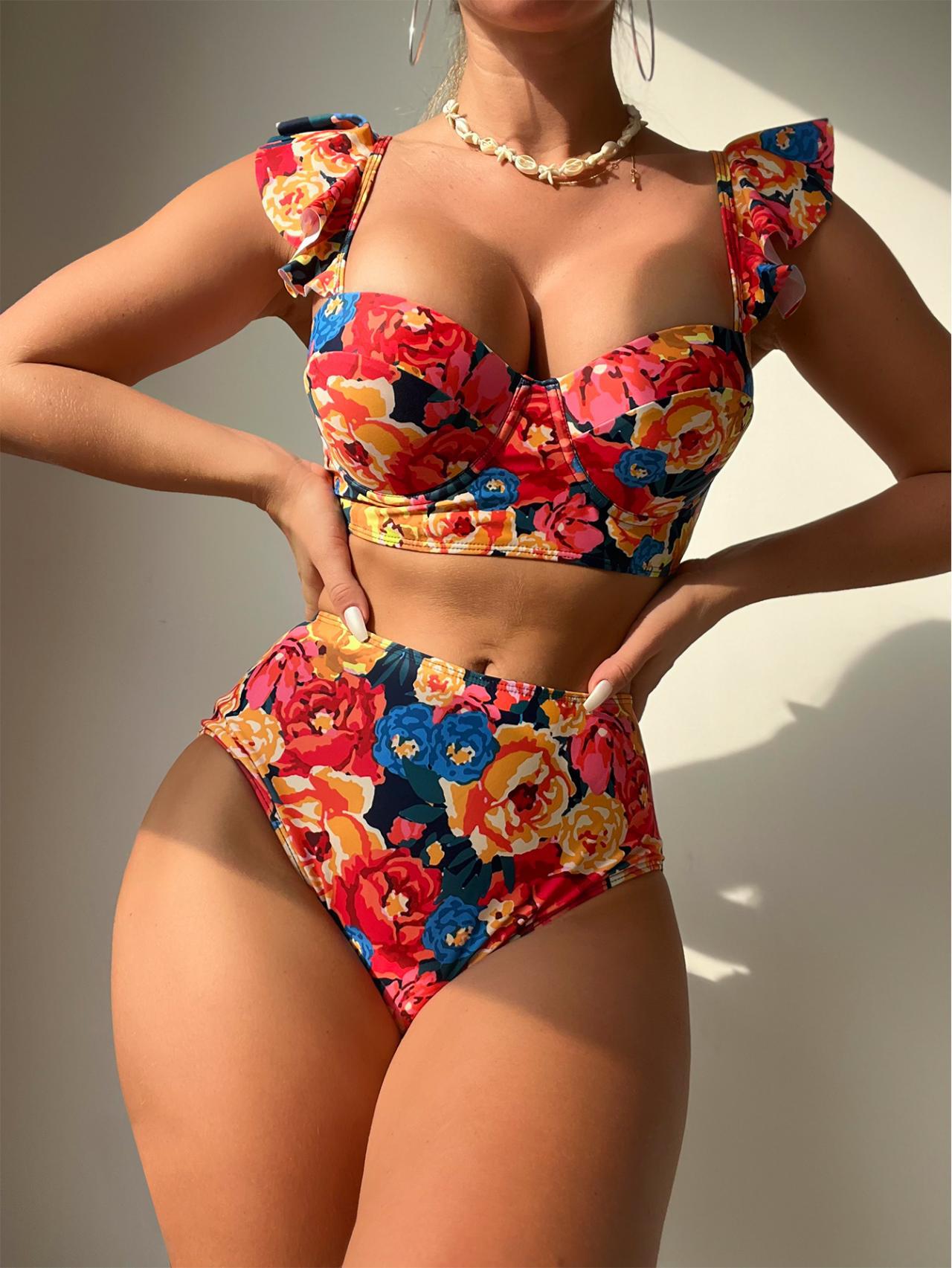 Mujeres Floral Ditsy Juego De 2 Piezas Bikinis Traje De Baño display picture 3