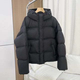平湖短款2025新款连帽小个子白鸭绒面包服品牌女装批发