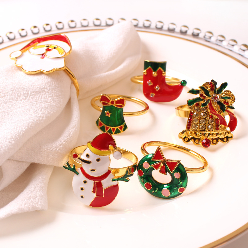 Christmas Cute Santa Claus Christmas Socks Stainless Steel Napkin ring 1 Piecepicture2