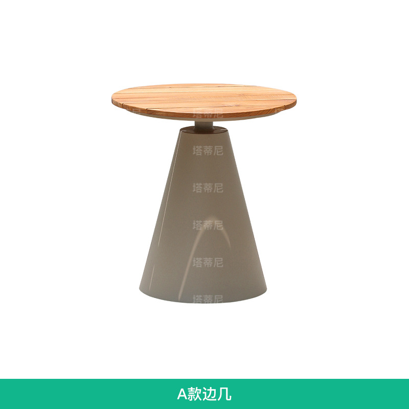 Balcón mesa de café pequeño apartamento sala de estar hogar Luz al aire libre lujo moderno Mesa Redonda de madera maciza mesa lateral de aleación de aluminio al aire libre image 6