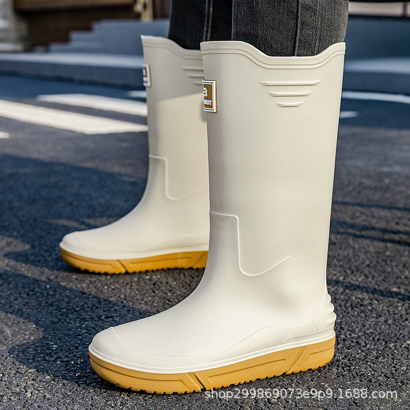 Тенденция экспорта экологически чистые высокие сапоги дождя мужские сапоги с толстой подошвой удобные водяные сапоги