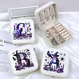 跨境26字母首饰盒带镜子字母首饰收纳盒耳饰礼物戒指盒礼盒饰品盒
