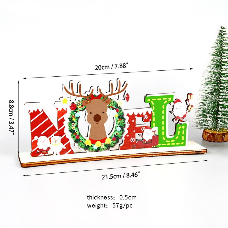 クリスマス装飾木製デスクトップ装飾品ダイニングショッピングモールショップウィンドウ木製工芸品カラフルな組み立てられた装飾品|undefined