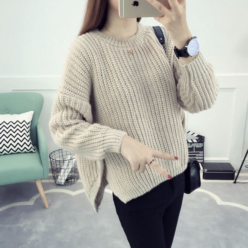 Thick Pullover Knitwear for Women in Autumn and Winter New Round Neck Korean Style Loose Student Knitwear Short Thick Knitwear Trendy