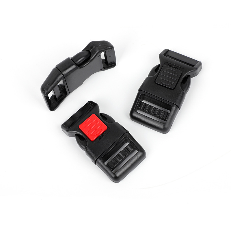 En stock al por mayor correa de pecho de collar de perro con hebilla de bloqueo mascota anti-rotura de plástico negro + botón rojo hebilla de seguridad image 4