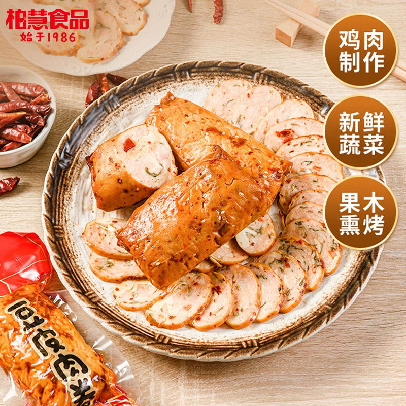 Закуска Baihui «Рулет из соевой кожи с курицей», острый, готовая еда-замена, 180 г