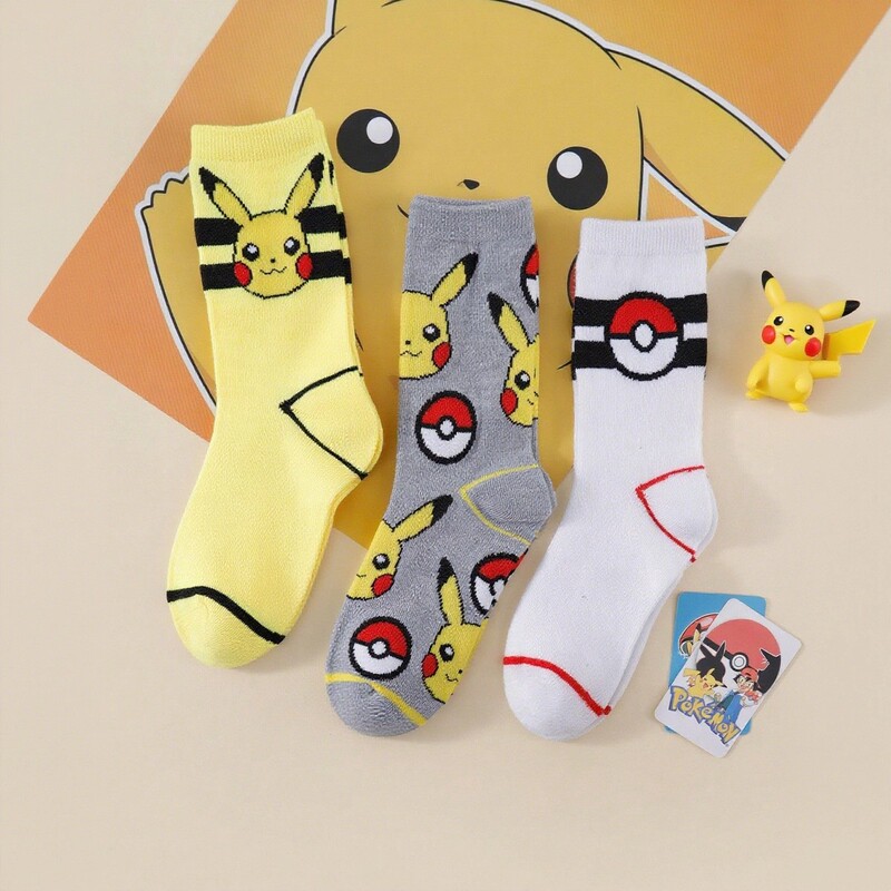 New Japanese-Style Cartoon Pokémon Women's Anime Character Trendy Socks Pokémon Pikachu Men's Mid-Tube Socks