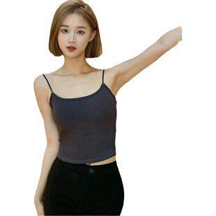 Autumn and Winter threaded cotton brushed camisole women's adjustable shoulder strap chest pad slim bottoming shirt beauty back thermal underwear