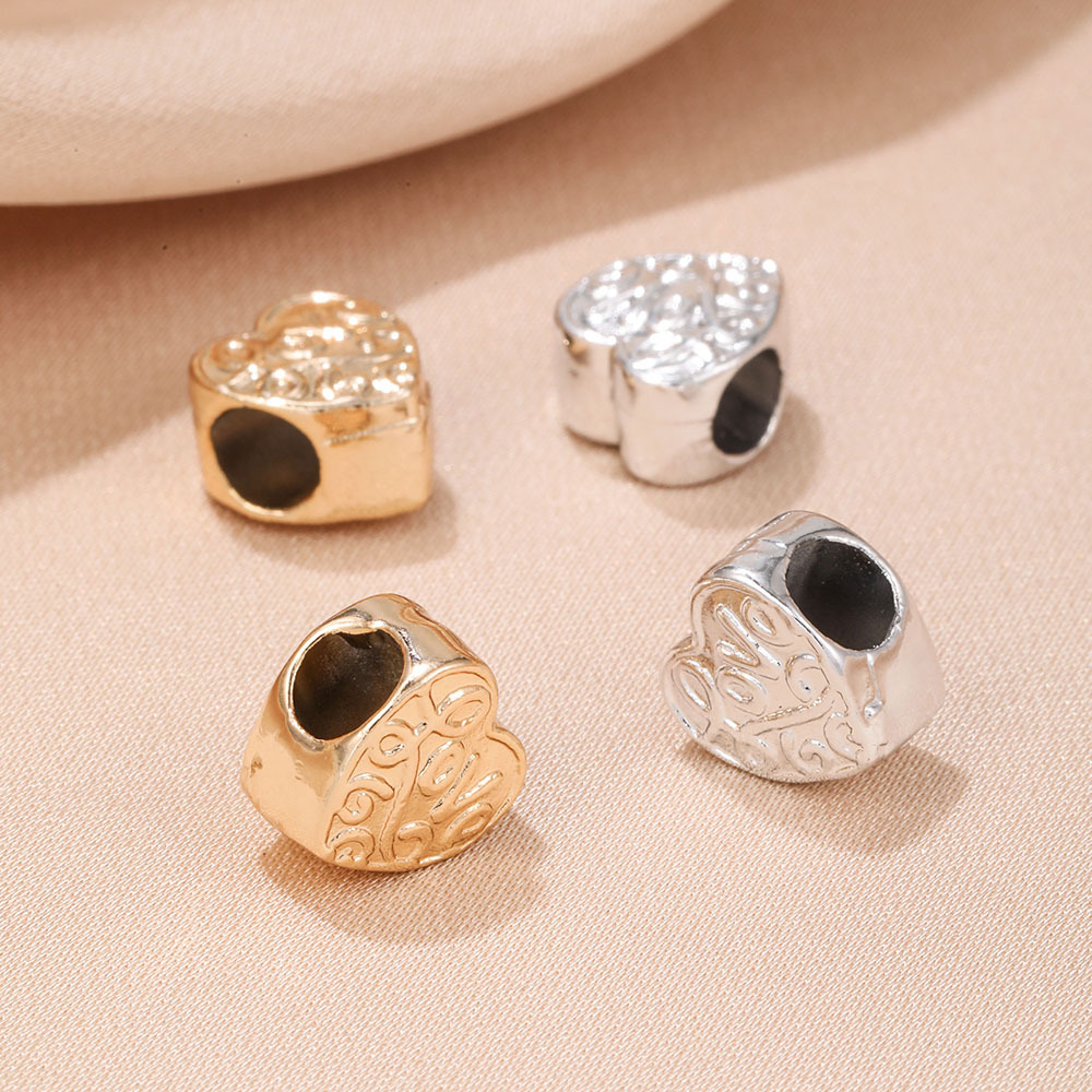 DIY手链配件散珠 LOVE时尚花纹爱心串珠 UV保色电镀饰品配件批发