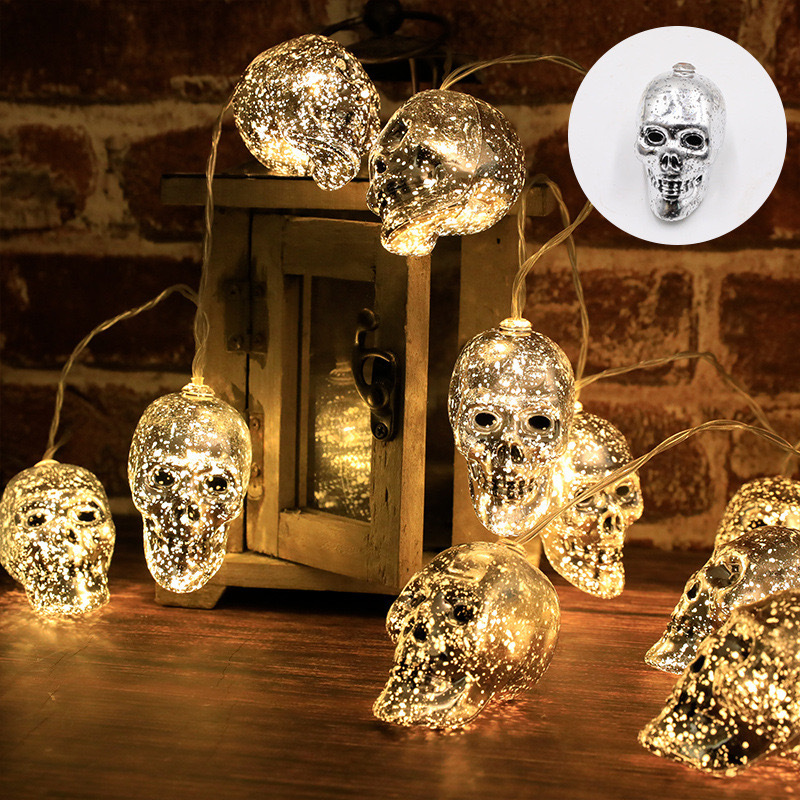 Luz decorativa de Halloween led fantasma telaraña colgante esqueleto calabaza bruja atmósfera lámpara cadena de escenas decoración