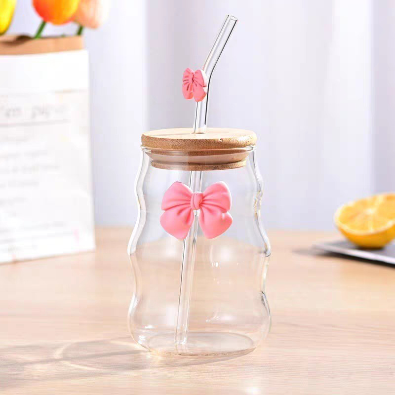 Vaso de vidrio de borosilicato de alta calidad, de una sola capa, con forma de nube y lazo multicolor, para agua, leche, té y café.