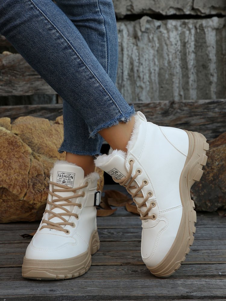 Scarponi da montagna grandi da donna nuovi autunnali e invernali più stivali da neve in velluto e spessi scarpe di cotone da donna_voghion.com