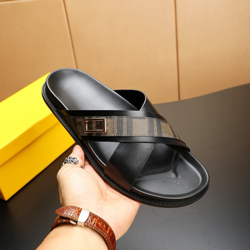 Sandalias de Vestir para Hombre de Piel de Vaca, Suela de Caucho, Antideslizante, Aumento de Altura, para Verano image 1