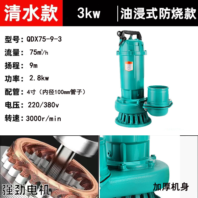 정수펌프-화상방지형-인민형-(관개용) 4인치 3000와트 7m선