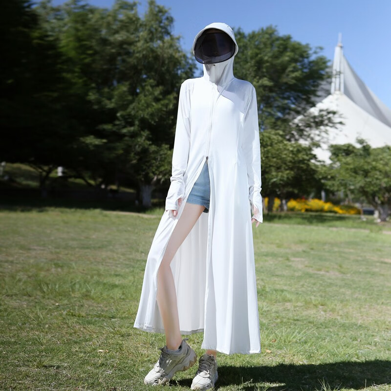 女士防晒衣长款夏季防紫外线冰丝大帽檐透气防晒衣服|undefined