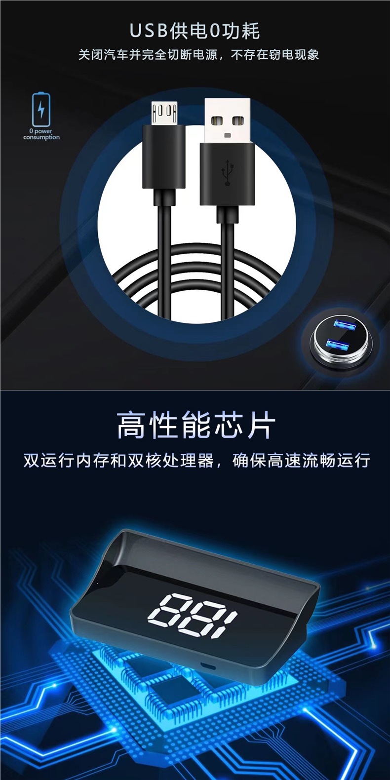 Hud Head-Up Display Car Universal Obd Invisible 360 Holographic Image Gps Car Speed Multi-Function Meter