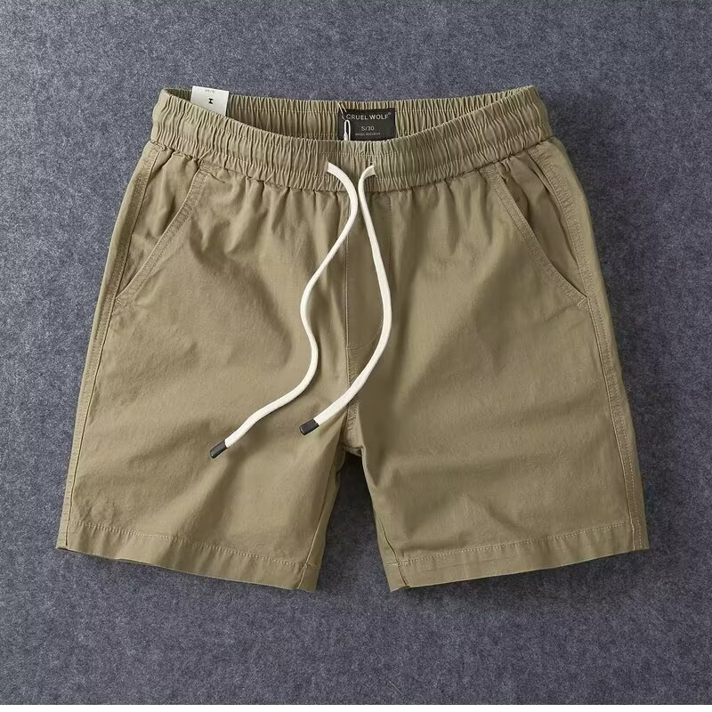 Summer New Foreign Trade Men's Quarter Shorts Casual Workwear Youth Elastic Waist Sports Pants Beach Mid-Pants