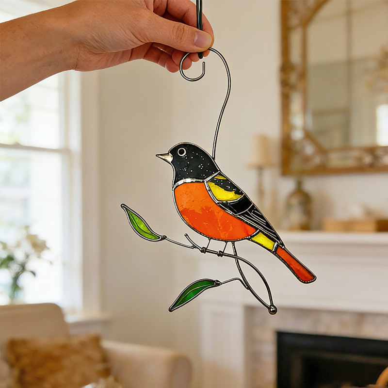 Cross-border ready-to-ship stained glass bird sun catcher for garden window hanging, handmade gift box for mom and grandma, factory wholesale Cross-border ready-to-ship stained glass bird sun catcher for garden window hanging, handmade gift box for mom and grandma, factory wholesale