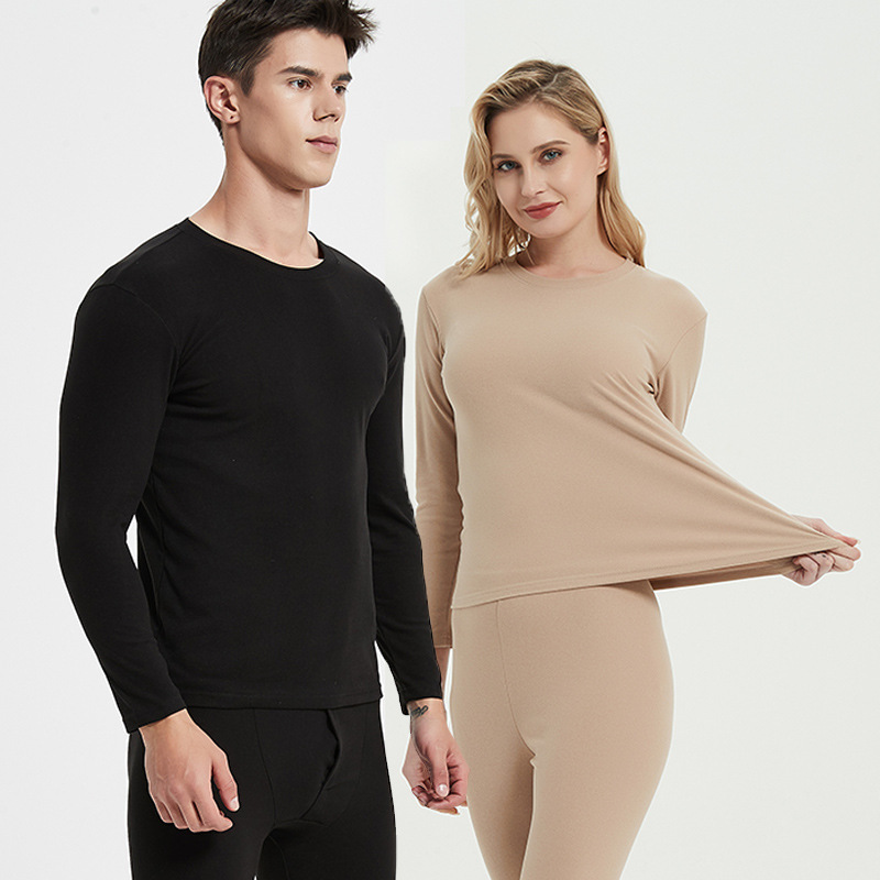 Amazon European size thermal underwear suit men and women round neck undershirt autumn clothes long pants plus size cross-border supply