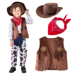 西部のデニムのスーツの子供の祝日の服の役は服を演じます。