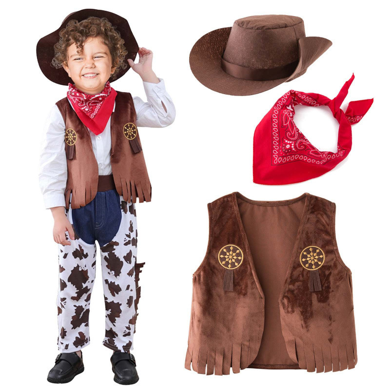西部のデニムのスーツの子供の祝日の服の役は服を演じます。|undefined