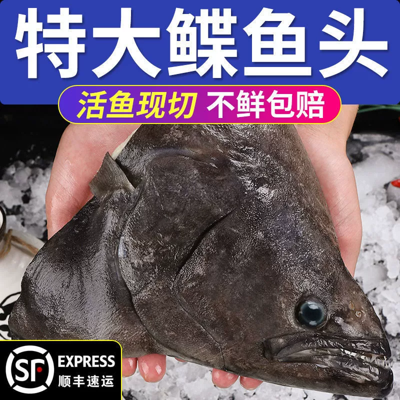 4 Бесплатная доставка опий голова рыбы блюдо голова рыбы Гренландская камбала голова большая Свежая вкусная рыба оптом