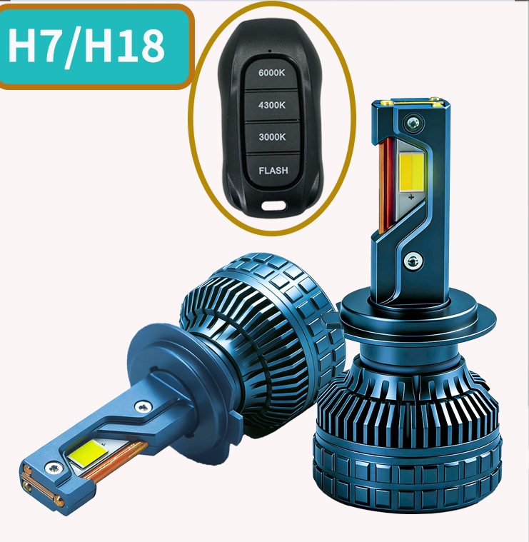 N15S Three-Color Car Led Headlights High-Power H7H4H1190059012 Remote Control Car High and Low Beam Bulbs