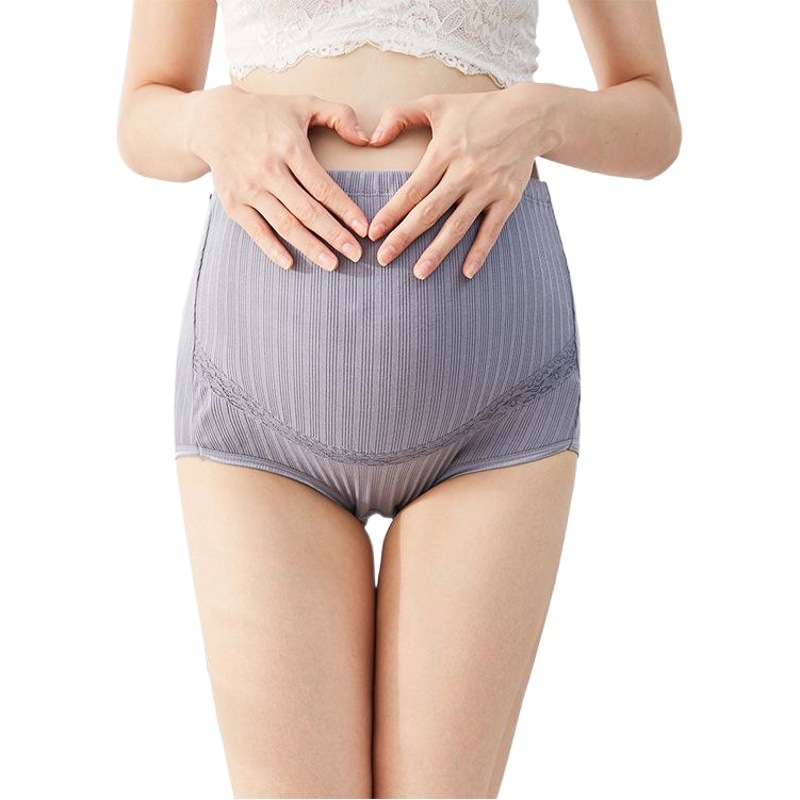 Ropa interior de las mujeres embarazadas más tamaño transpirable alta cintura vientre ajustable encaje algodón peinado costilla briefs fabricante