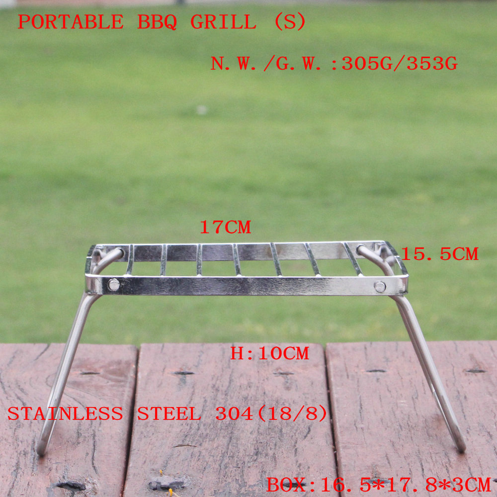 Venta al por mayor de acero inoxidable 304 al aire libre portátil plegable mini parrilla camping picnic barbacoa parrilla olla estufa soporte de cabeza