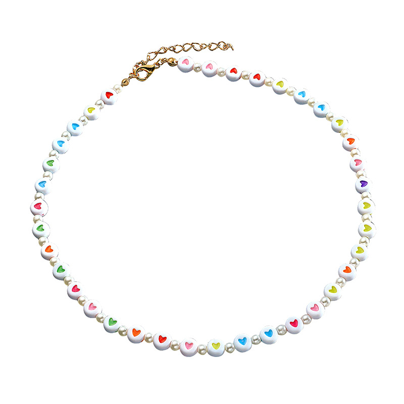 New Acrylic Handmade Bead Heart Necklace Bracelet Anklet Wholesale Nihaojewelry display picture 1