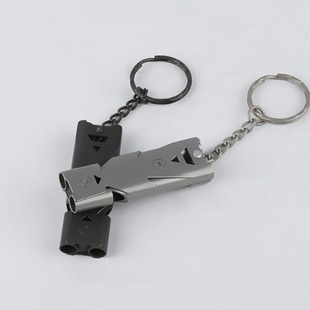 Stainless Steel Double-Tube Referee Whistle, Outdoor Survival Whistle, Outdoor High-Frequency Whistle, High Decibel Blast Training Whistle