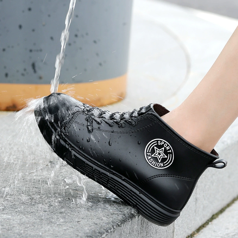 Солнечные дождевые сапоги женские водяные сапоги теплые и бархатные водонепроницаемые сапоги женские дождевые сапоги резиновые сапоги одиночные туфли