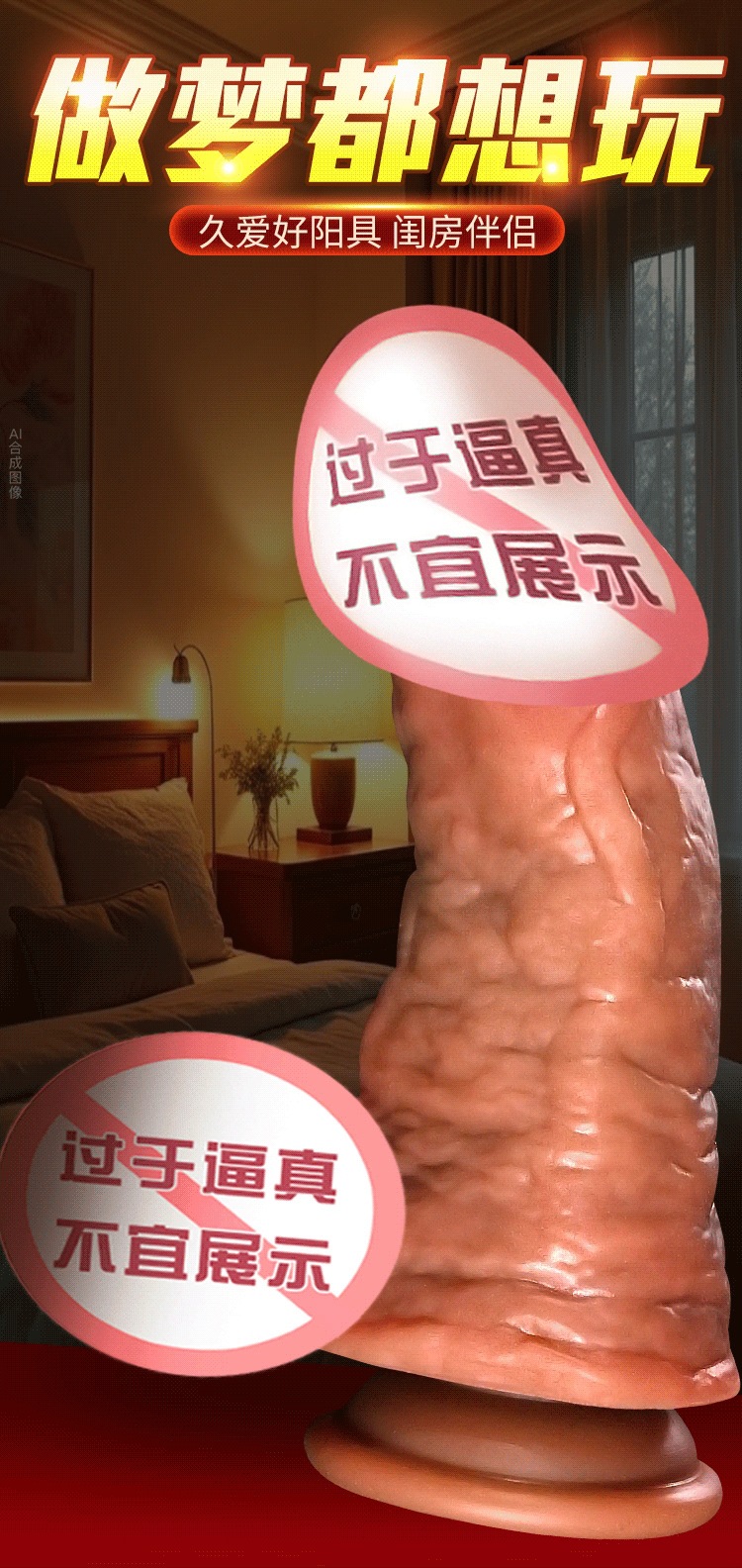 Realistic Silicone Dildo for Women, Soft Flesh-Like Texture, Special-Shaped Design, Large Size — detail image 4
