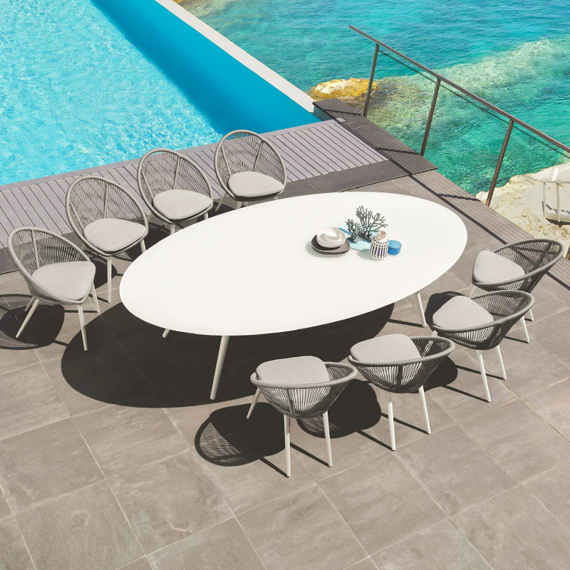 Mesa y silla de caña al aire libre combinación de aluminio al aire libre balcón patio muebles de ocio al aire libre impermeables image 2