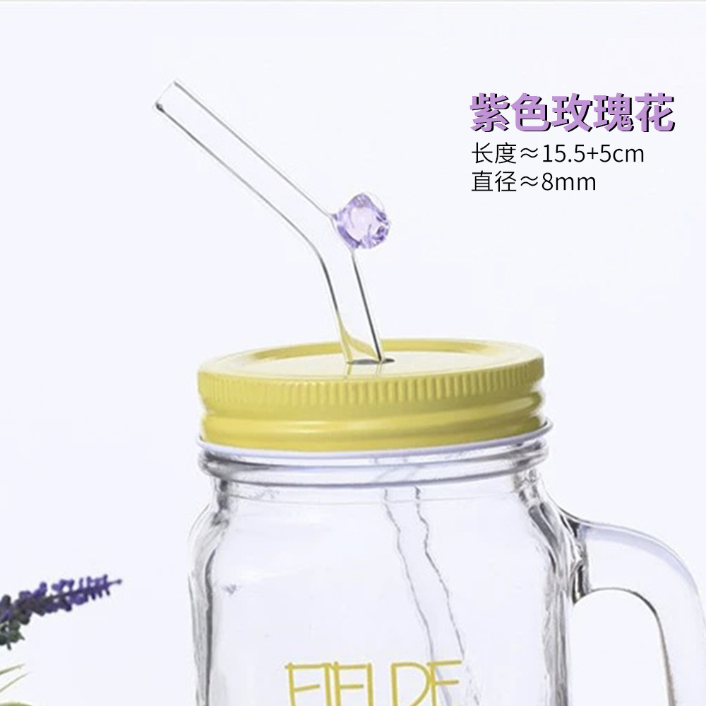 Paja de vidrio borosilicato de paja de vidrio resistente al calor color paja cabeza redonda ventas directas de la fábrica