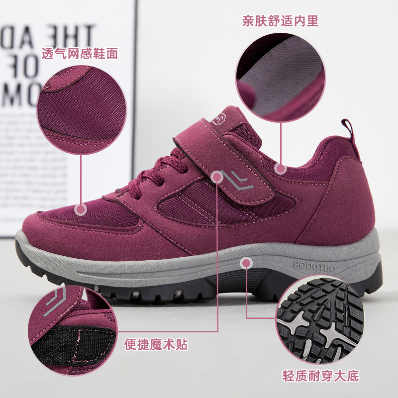 Zapatos para caminar 2025 primavera nuevos zapatos para madres de mediana edad y ancianas zapatillas de deporte con velcro al por mayor zapatillas de deporte para mujeres