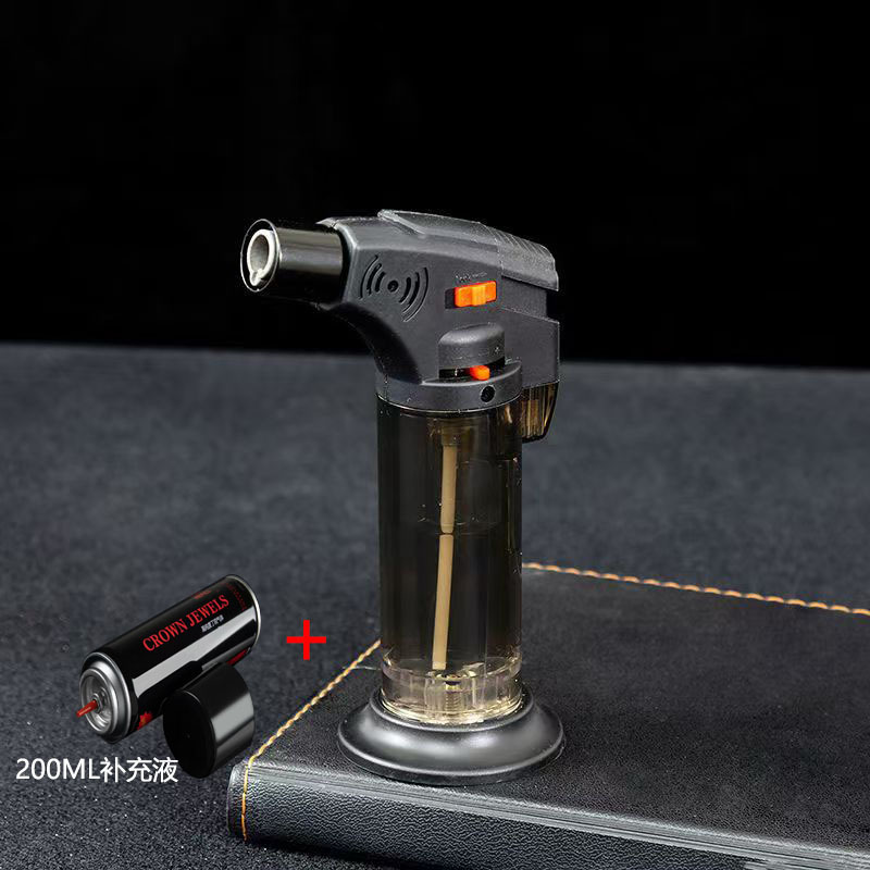 透明なストレート火炎銃ロック可能な火災防風インフレータブルライター卸売灸灸点火ライター|undefined