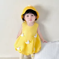 2025 Baby Корейское платье Baby Baby Летняя желтая утка юбка спины 3690 Тонкая девушка юбка