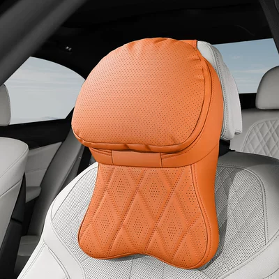 Seat Neck Pillow | Headrest - ideal-orange-perforated-double-core-headrest-1-pack