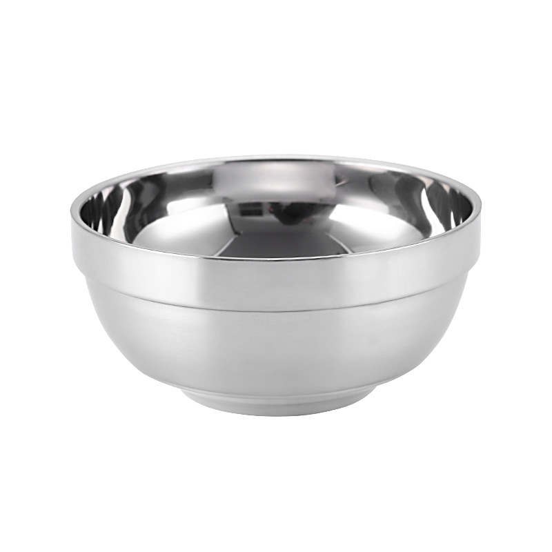 Cuenco de platino personalizado Cuenco de acero inoxidable 304 Cuenco de arroz doméstico anti-escaldado de doble capa Cuenco de arroz Cuenco de sopa anti-caída Cuenco para niños