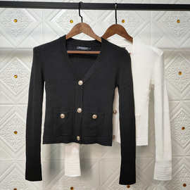 2024春夏新款巴尔曼明星同款balmain针织垫肩外套V领针织衫