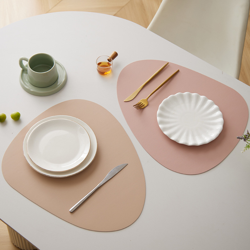 Ins Leather Table Mat Insulation Mat Waterproof and Oil-Proof Coaster Placemat Accessible Luxury High-End Dining Table Mat Bowl Mat Water Coaster