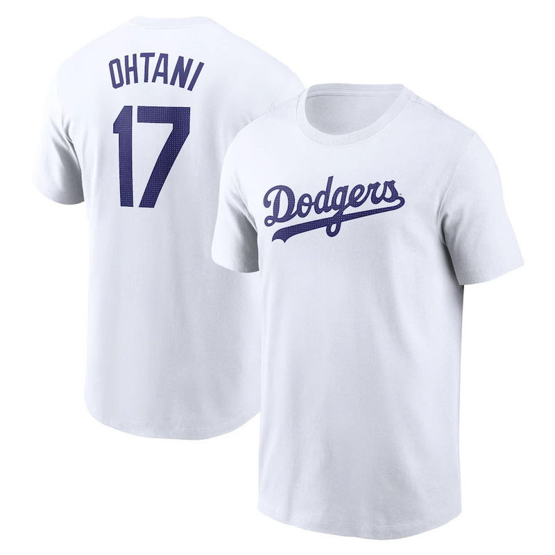 Cross-Border Amazon Mlb Baseball Dodgers Ohtani Shohei Short-Sleeved Casual Sports Versatile Top Men's T-Shirt Pure Cotton