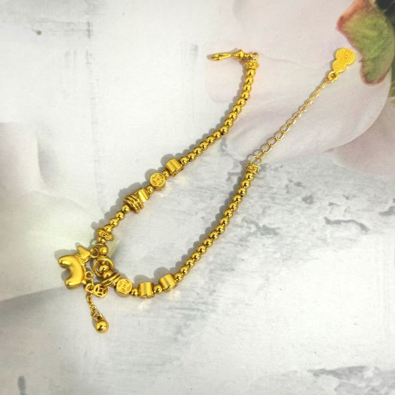 沙金饰品马上有钱手链轻奢高级感小众设计仿真金送对象节日礼物|undefined